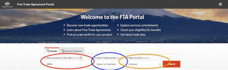  les droits et taxes code hs Transport Vietnam Australie